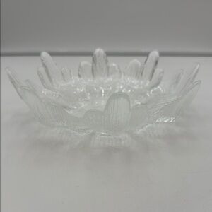 Vintage Pukeberg Sweden ice Art Textured Centerpiece Bowl Glasbruk